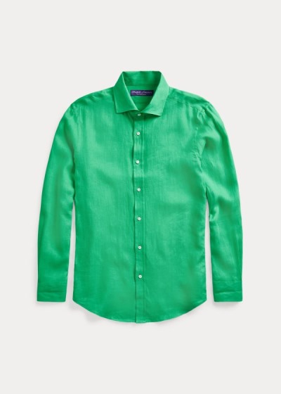 Camisa Ralph Lauren Hombre Verdes - Linen - YVZEK6952